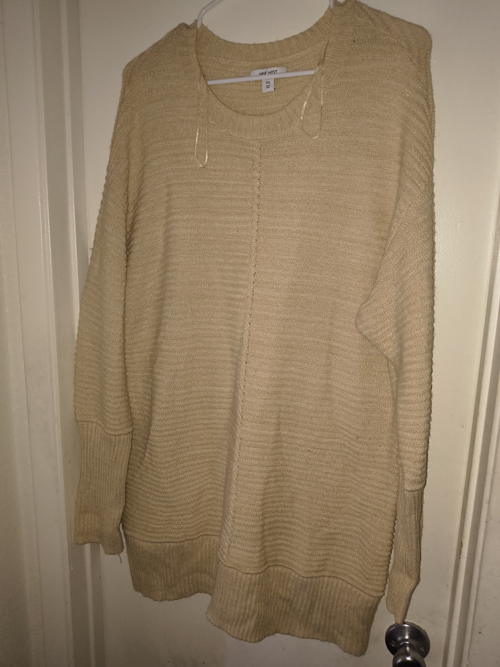 Nine West Cream Crewneck Knit Sweater Dress Size XXL